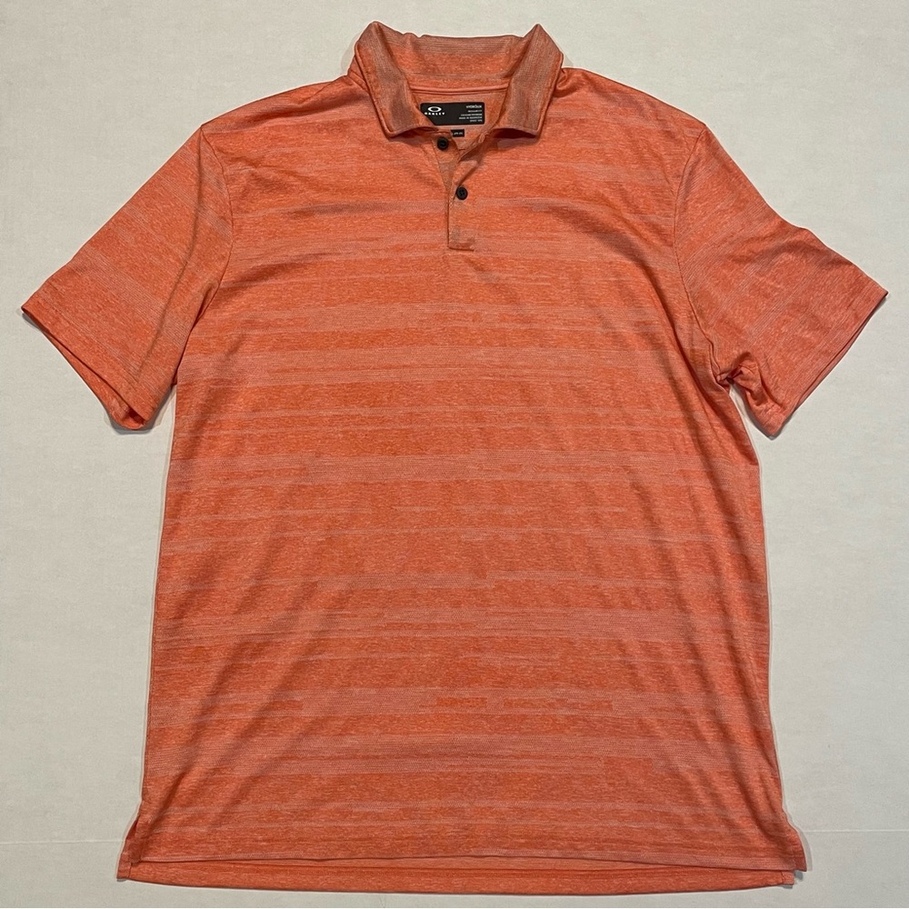 Oakley Hydrolix Regular Fit Short Sleeve Peach Orange Golf Polo Shirt Mens XL